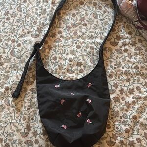 Urban outfitters exclusive rosette Embroidered Black Shoulder Bag